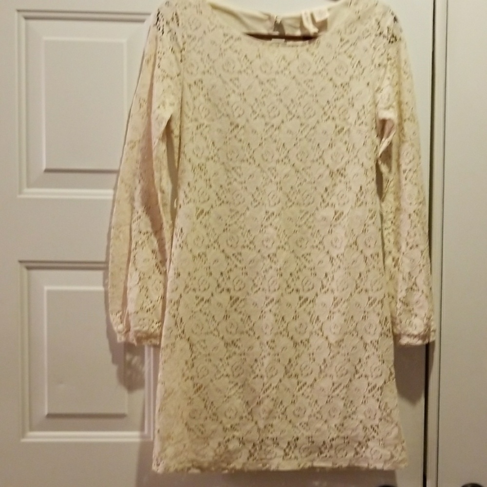 Red camel lace dress